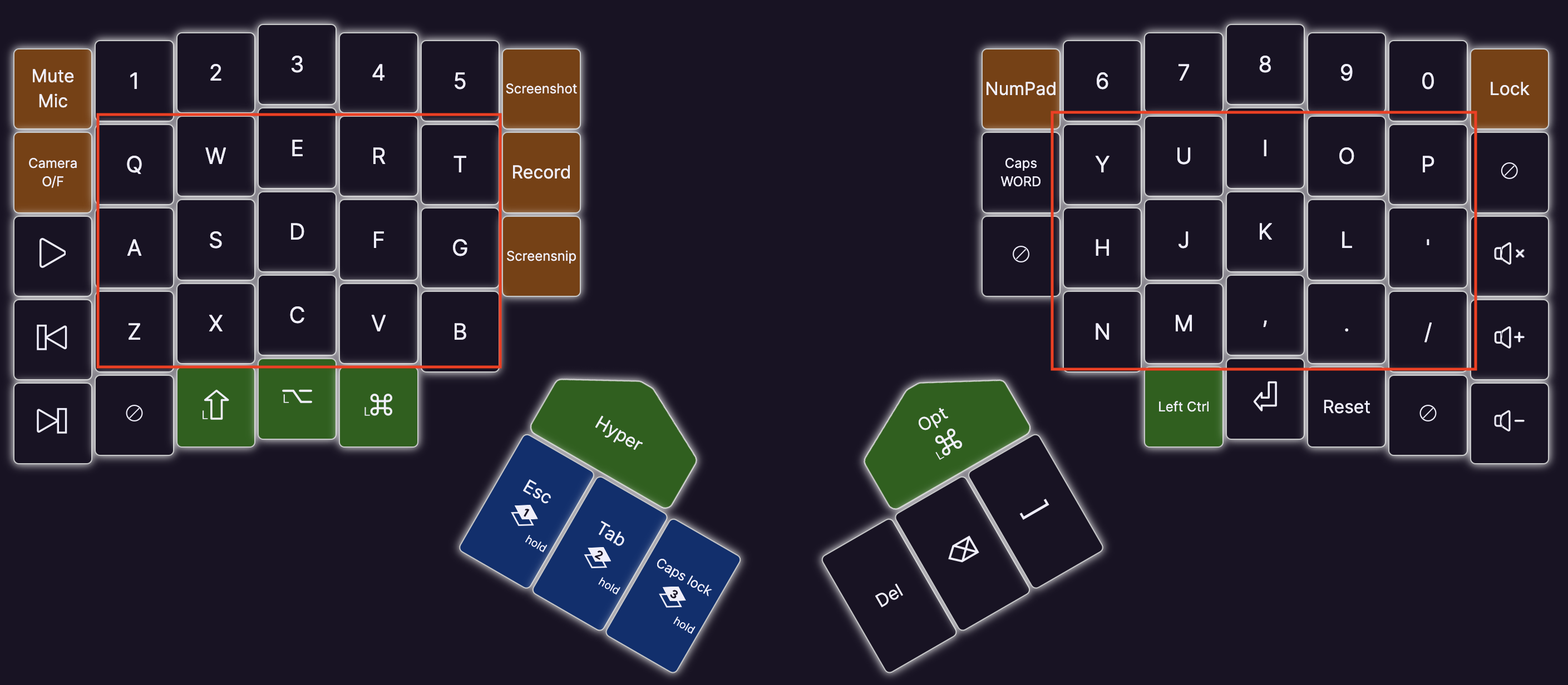 Base Layer Moonlander Layout