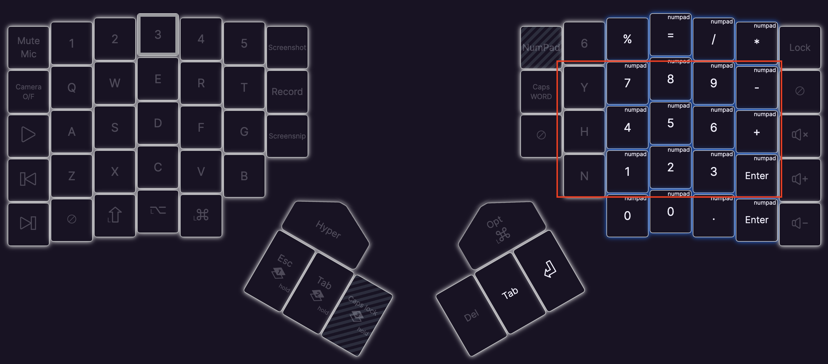 Numpad Layer Moonlander Layout